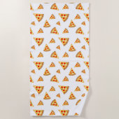 Koele en leuke pizza plakjes patroon op wit strandlaken (Voorkant)