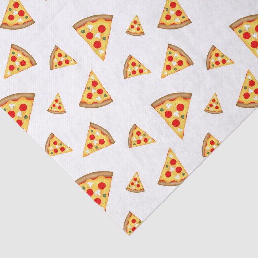 Koele en leuke pizza plakjes patroon op wit tissuepapier (Detail)