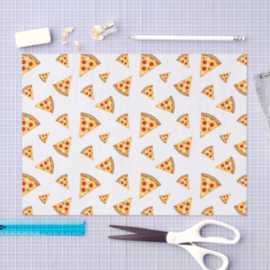 Koele en leuke pizza plakjes patroon op wit tissuepapier (Craft)