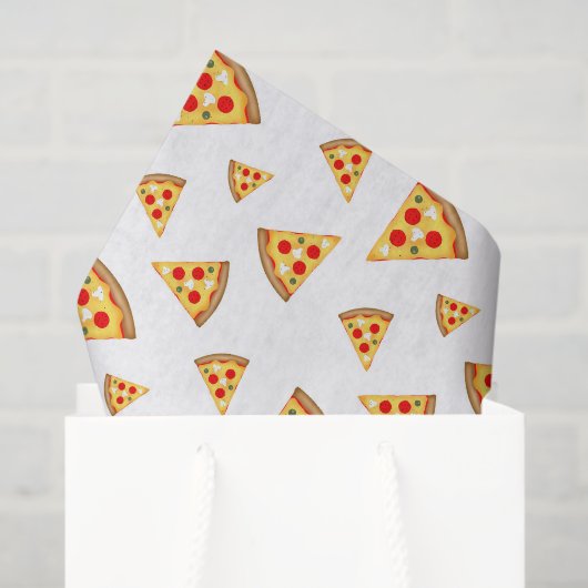 Koele en leuke pizza plakjes patroon op wit tissuepapier (Cadeauzakje)