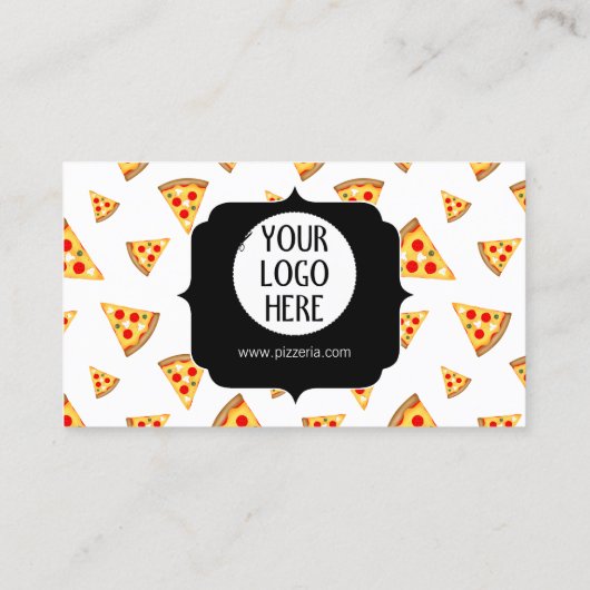Koele en leuke pizza plakjes patroon Uw logo wit Klantenkaartje (Achterkant)