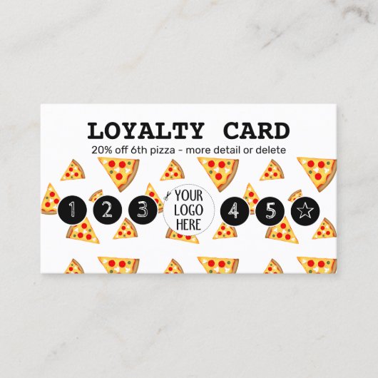 Koele en leuke pizza plakjes patroon Uw logo wit Klantenkaartje (Voorkant)