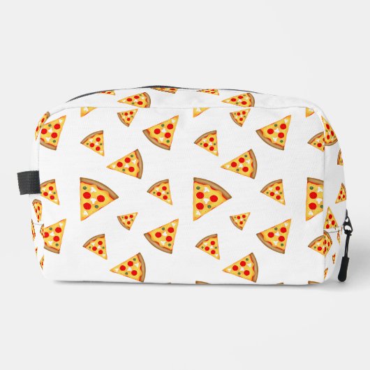 Koele en leuke pizza plakjes patroon wit toilettasje (Voorkant)