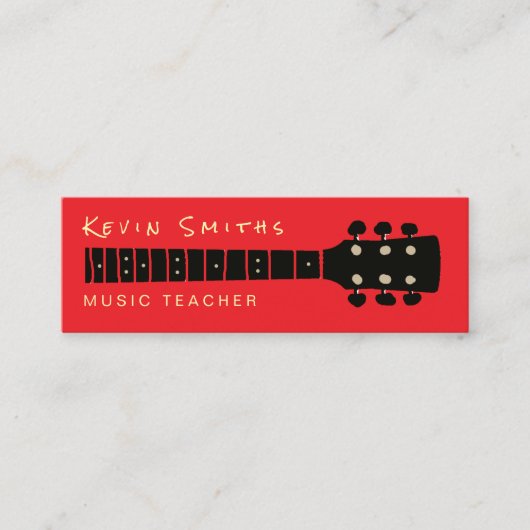 Koele en moderne muziekleraar rode kleur mini visitekaartje (Voorkant)