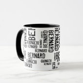 Koele en moderne typografie Naam Patroon Zwart Mok (Voorkant links)