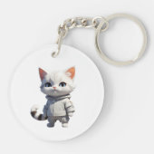 Koele en Schattige kattenillustratie Sleutelhanger (Achterkant)