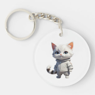 Koele en Schattige kattenillustratie Sleutelhanger