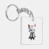 Koele en Schattige kattenillustratie Sleutelhanger (Voorkant Links)