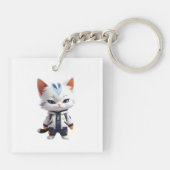 Koele en Schattige kattenillustratie Sleutelhanger (Achterkant)
