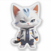 Koele en Schattige kattenillustratie Sticker (Voorkant)