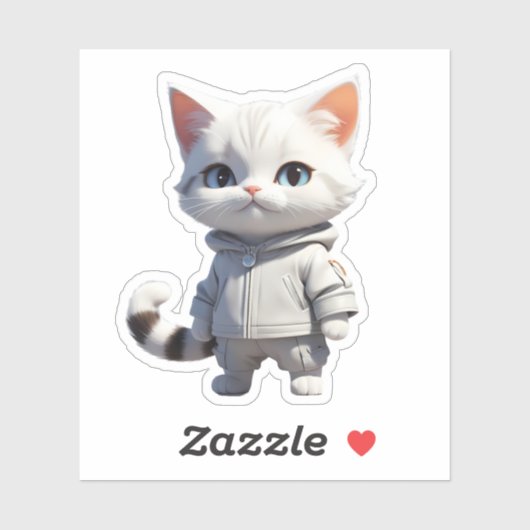 Koele en Schattige kattenillustratie Sticker (Vel)