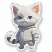 Koele en Schattige kattenillustratie Sticker (Voorkant)