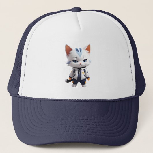 Koele en Schattige kattenillustratie Trucker Pet (Voorkant)