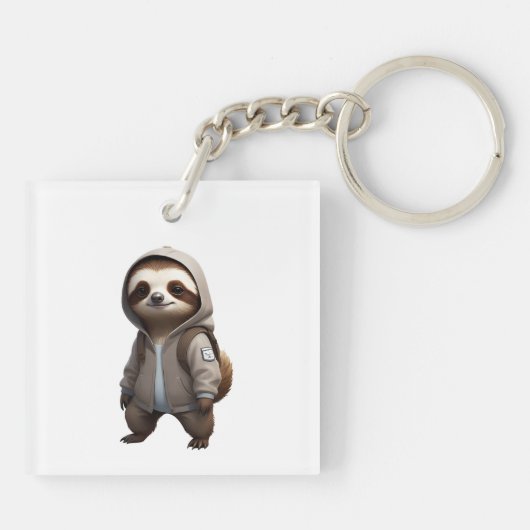 Koele en Schattige luiaard illustratie Sleutelhanger (Achterkant)