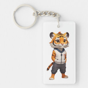 Koele en Schattige tijgerillustratie Sleutelhanger
