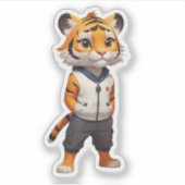 Koele en Schattige tijgerillustratie Sticker (Voorkant)