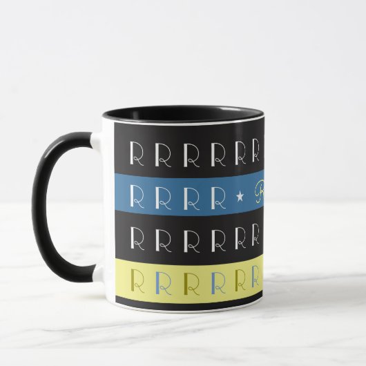 Koele en stijlvolle typografie mok met initiaal R (Links)