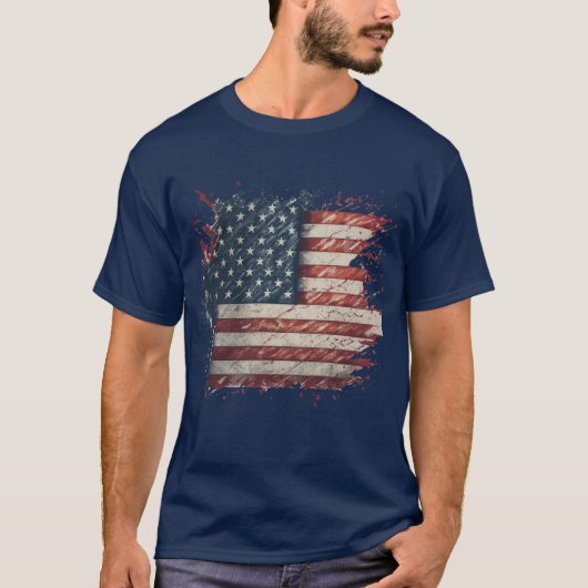 Koele en unieke Patriottische Noodlijdende Amerika T-shirt (Voorkant)