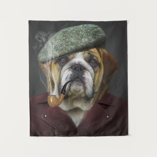 Koele Engelse Bulldog Smoking Pipe Wandkleed (Voorkant)
