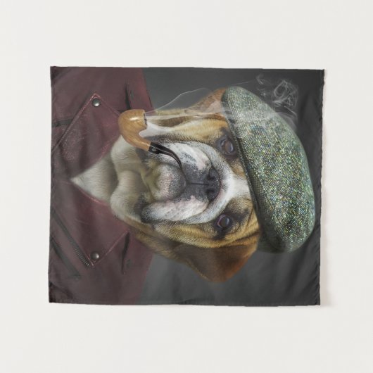 Koele Engelse Bulldog Smoking Pipe Wandkleed (Voorkant (horizontaal))