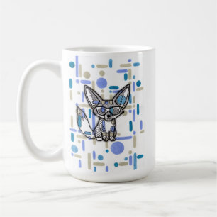 Koele Fennek Vos met Zonnebril Blauw Geometrisch C Koffiemok