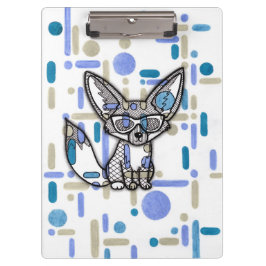 Koele Fennek Vos met Zonnebril Blauw Geometrische Klembord