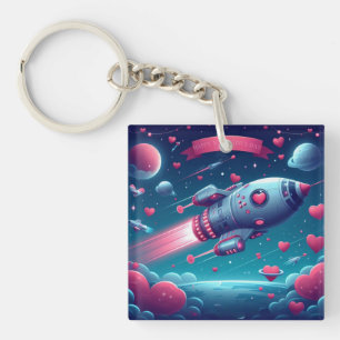 Koele/futuristische ruimteschip Valentijnsdag Sleutelhanger