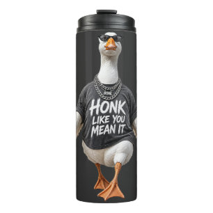 Koele Gans Draagt Zonnebril Thermosbeker