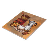 Koele gebrandschilderde koffie decor keramische te tegeltje (Zijkant)