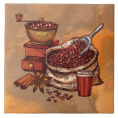 Koele gekleurde koffie decor tegeltje (Voorkant)