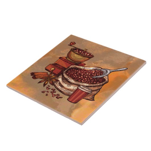 Koele gekleurde koffie decor tegeltje (Zijkant)