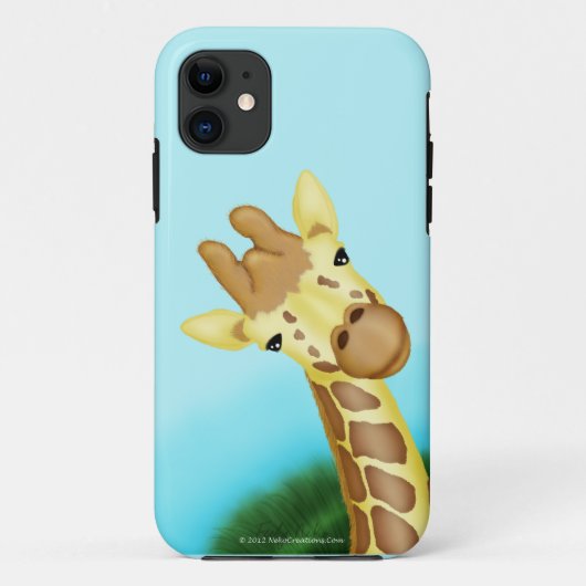Koele Gele Giraf Op Blauwe Achtergrond Case-Mate iPhone Case (Achterkant)