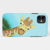 Koele Gele Giraf Op Blauwe Achtergrond Case-Mate iPhone Case (Achterkant (horizontaal))