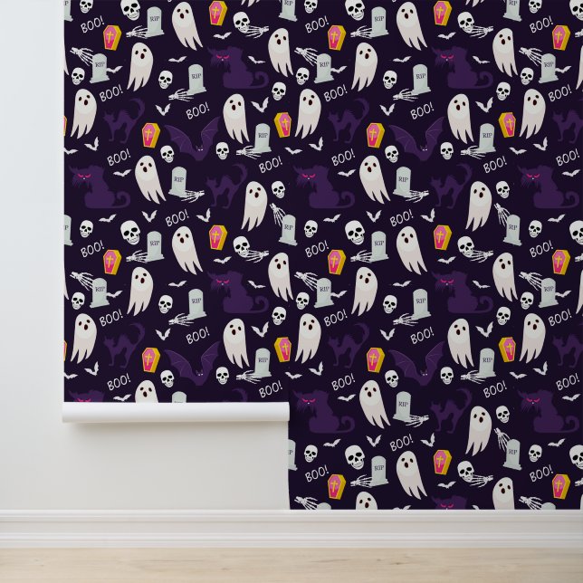 Koele gemengde Halloween tegels Behang (Applicatie)