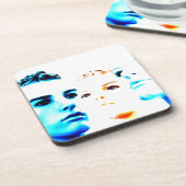 Koele gezichten (drie) vrienden, minimalistisch on drankjes onderzetter (Linkerzijde)