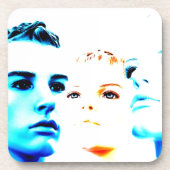 Koele gezichten (drie) vrienden, minimalistisch on drankjes onderzetter (Voorkant)