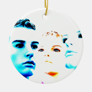 Koele gezichten (drie) vrienden, minimalistisch on keramisch ornament