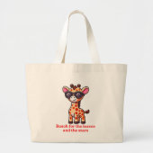 Koele Giraffe Cartoon met zonnebril, Leuk Dier Grote Tote Bag (Voorkant)