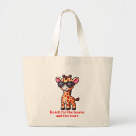 Koele Giraffe Cartoon met zonnebril, Leuk Dier Grote Tote Bag