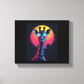 Koele Giraffe in een zonnebril onder de lange mouw Canvas Afdruk (Voorkant)