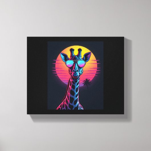 Koele Giraffe in een zonnebril onder de lange mouw Canvas Afdruk (Voorkant)