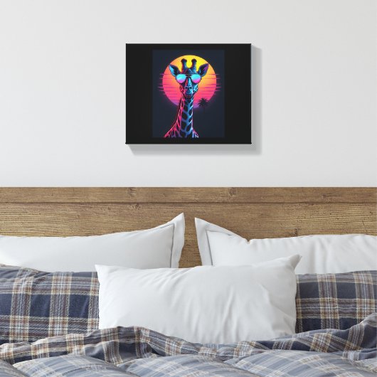 Koele Giraffe in een zonnebril onder de lange mouw Canvas Afdruk (Insitu (Slaapkamer))