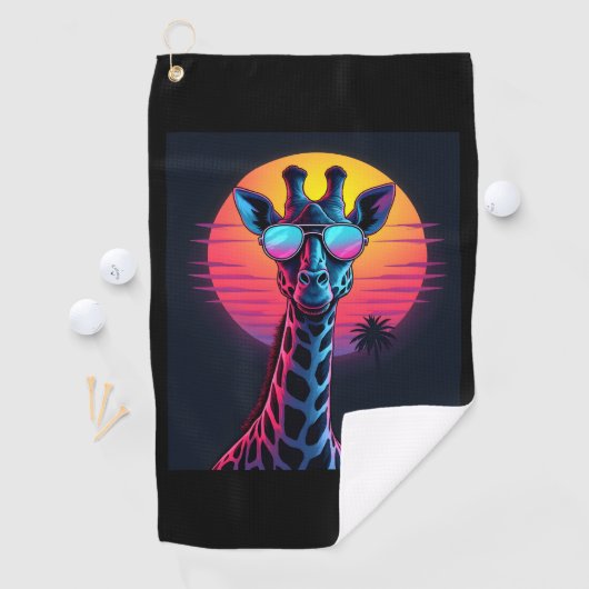 Koele Giraffe in een zonnebril onder de lange mouw Golfhanddoek (Insitu)
