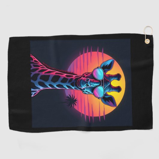 Koele Giraffe in een zonnebril onder de lange mouw Golfhanddoek (Horizontaal)