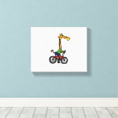 Koele giraffe rijdt op een fiets canvas afdruk (Insitu (Houten vloer))