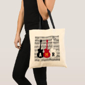 Koele gitaren met muzieknoten en initialen tote bag (Voorkant (product))