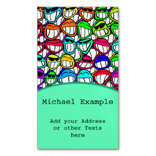 KOELE GLIMLACHENDE GROEP I VAN GEZICHTEN + uw idee Visitekaartje Magneet