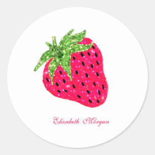 Koele Glitter Aardbei Ronde Sticker