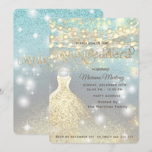 Koele glitter elegante String lichten gouden schit Kaart (Voorkant / Achterkant)