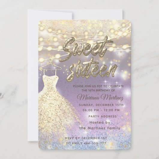 Koele glitter elegante String lichten gouden schit Kaart (Voorkant)